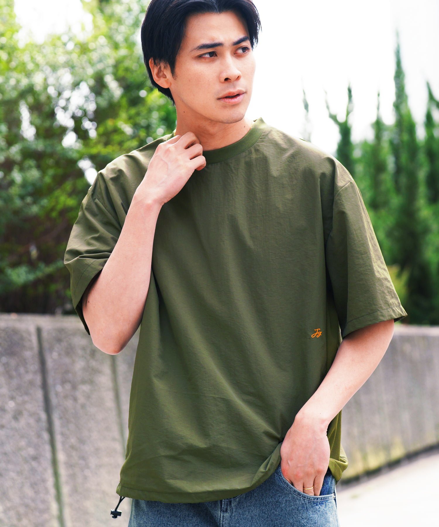 JIGGYS SHOP SELECT ナイロン半袖 Tシャツ サイドメッシュ ドロスト 接触冷感 水陸両用 夏 海 26SS ジギーズショップ トップス カットソー・Tシャツ ベージュ カーキグリーン グレー ブラック ネイビー