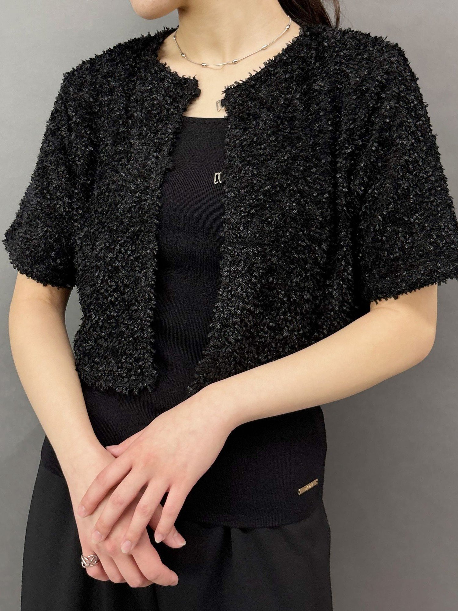 NICOLE white バタフライヤーンボレロ ニコル クラブ トップス ニット ブラック【送料無料】