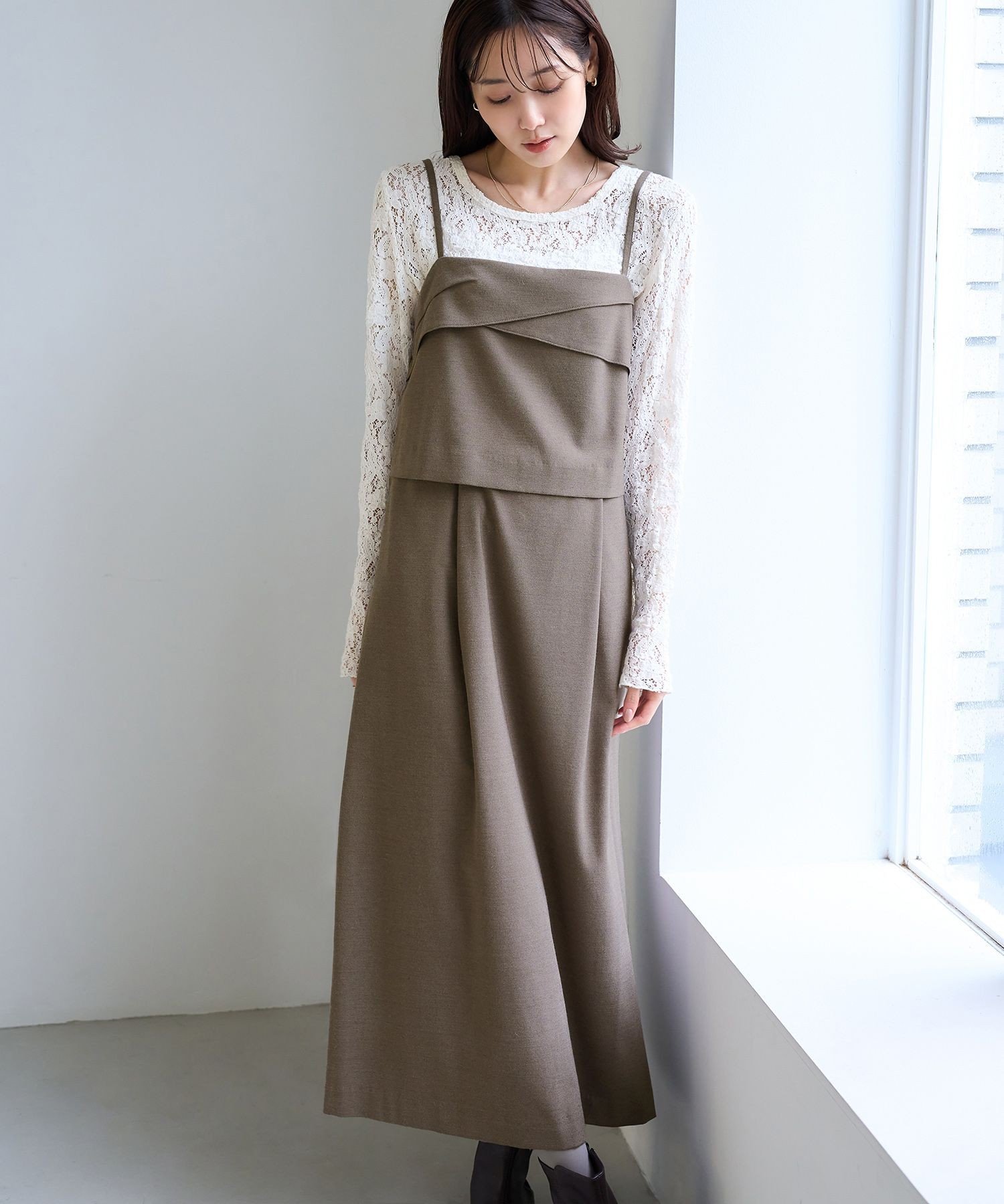 【SALE／5%OFF】ROPE' PICNIC 【昨年大好評】【WEB限定】セットアップ見え 褒められワンピース ロペピクニック ワンピース・ドレス ワンピース ブラック ベージュ グレー【送料無料】 stylife-15853806 Rakuten Fashion サンプル画像3