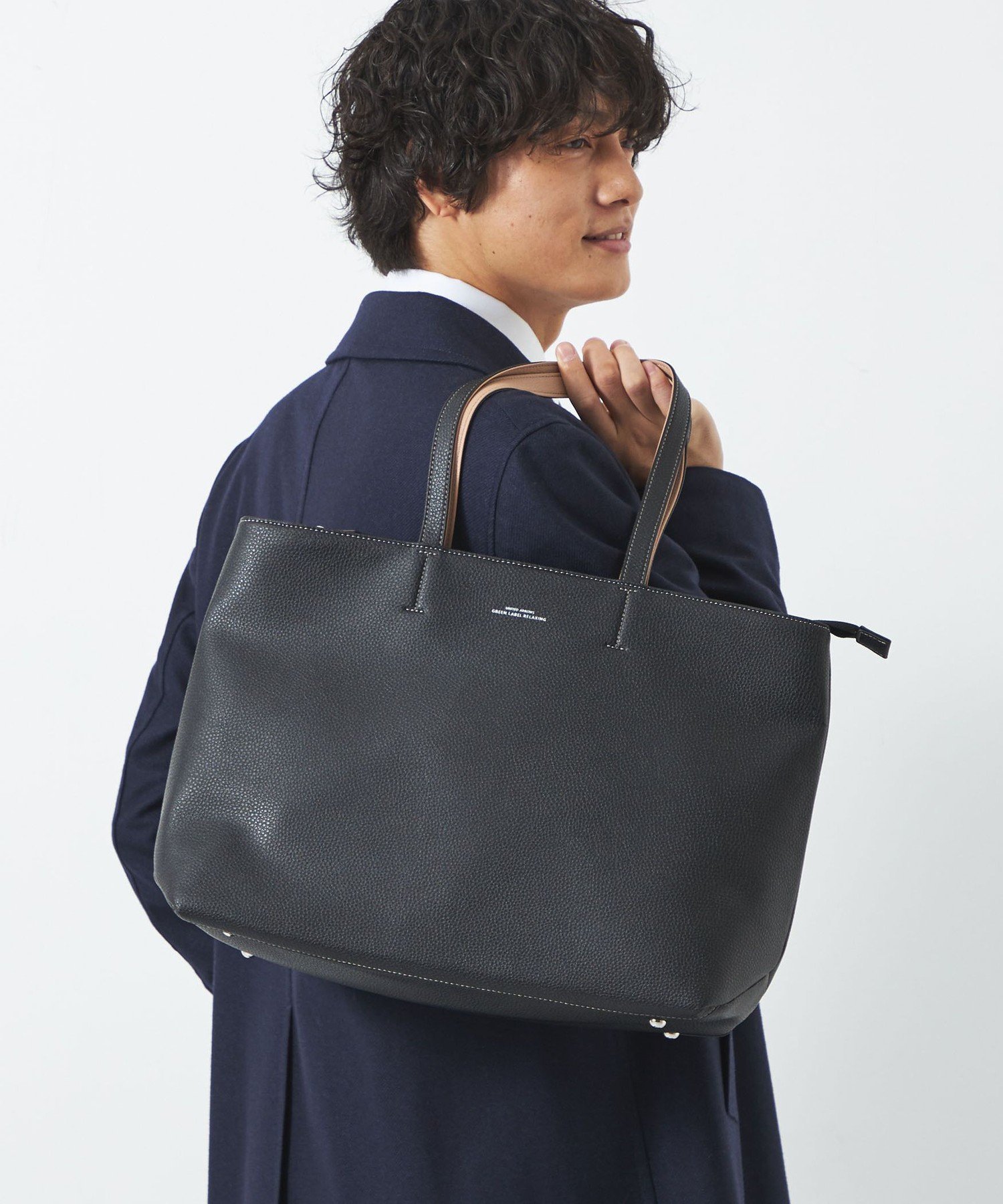 UNITED ARROWS green label relaxing シボ フェイク レザー ジップ トート バッグ 20F ユナイテッドアローズ グリーンレーベルリラクシング バッグ ビジネスバッグ ブリーフケース ブラック グレー ベージュ ブラウン ネイビー【送料無料】