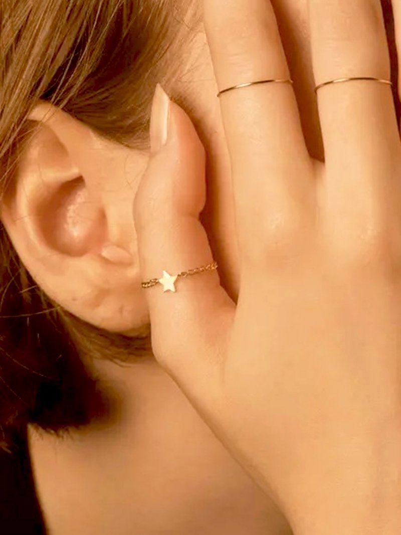 les bon bon les bon bon/starlight chain ring スターライト チェーンリング イエローゴールド K10 10K 10金 ジュエリー 日本製 ルボンボン BOB212 ギフト セットアップセブン アクセサリー・腕時計 リング・指輪 ゴールド