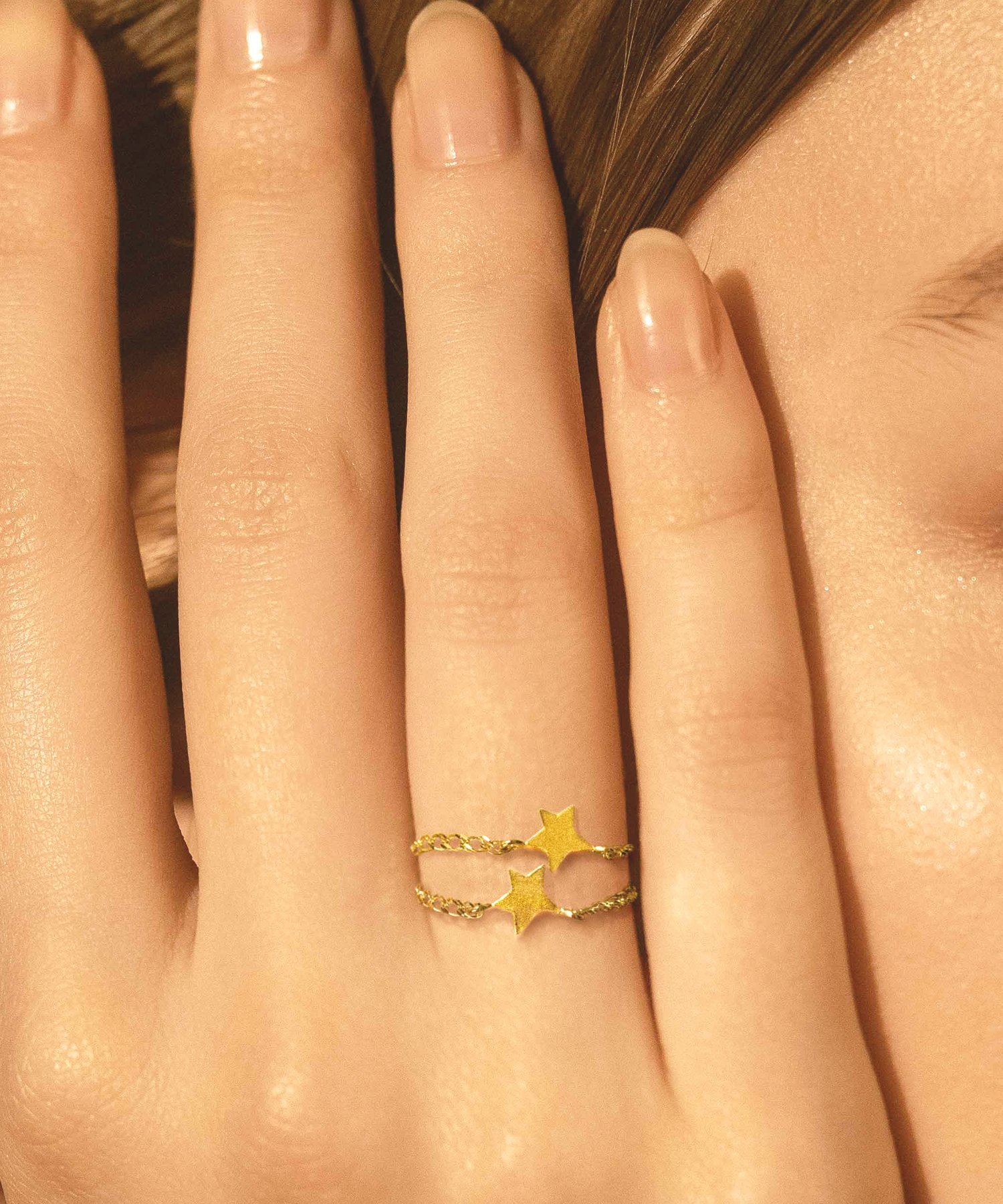 les bon bon les bon bon/starlight chain ring スターライト チェーンリング イエローゴールド K10 10K 10金 ジュエリー 日本製 ルボンボン BOB212 ギフト セットアップセブン アクセサリー・腕時計 リング・指輪 ゴールド