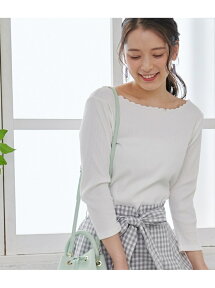 【SALE／48%OFF】ROPE' PICNIC 【WEB限定】【2WAY】テレコスカラップ刺繍トップス ロペピクニック カットソー カットソーその他 ホワイト ブラック グリーン