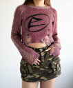 【SALE/33%OFF】WEGO LADY'S フリンジクロップドニット ウィゴー トップス ニット レッド グレー