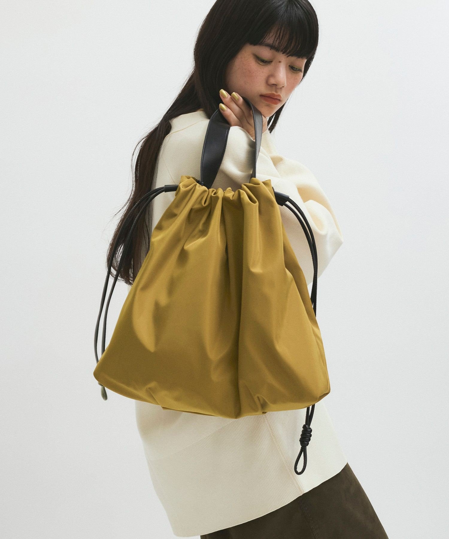 ADAM ET ROPE' FEMME 軽量巾着ワンショルダーバッグ アダムエロペ バッグ トートバッグ ブラック ブラウン【送料無料】