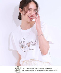 【SALE/10%OFF】SHOO・LA・RUE 【TOM and JERRY 別注】ベーシックTシャツ シューラルー トップス カットソー・Tシャツ ホワイト グレー
