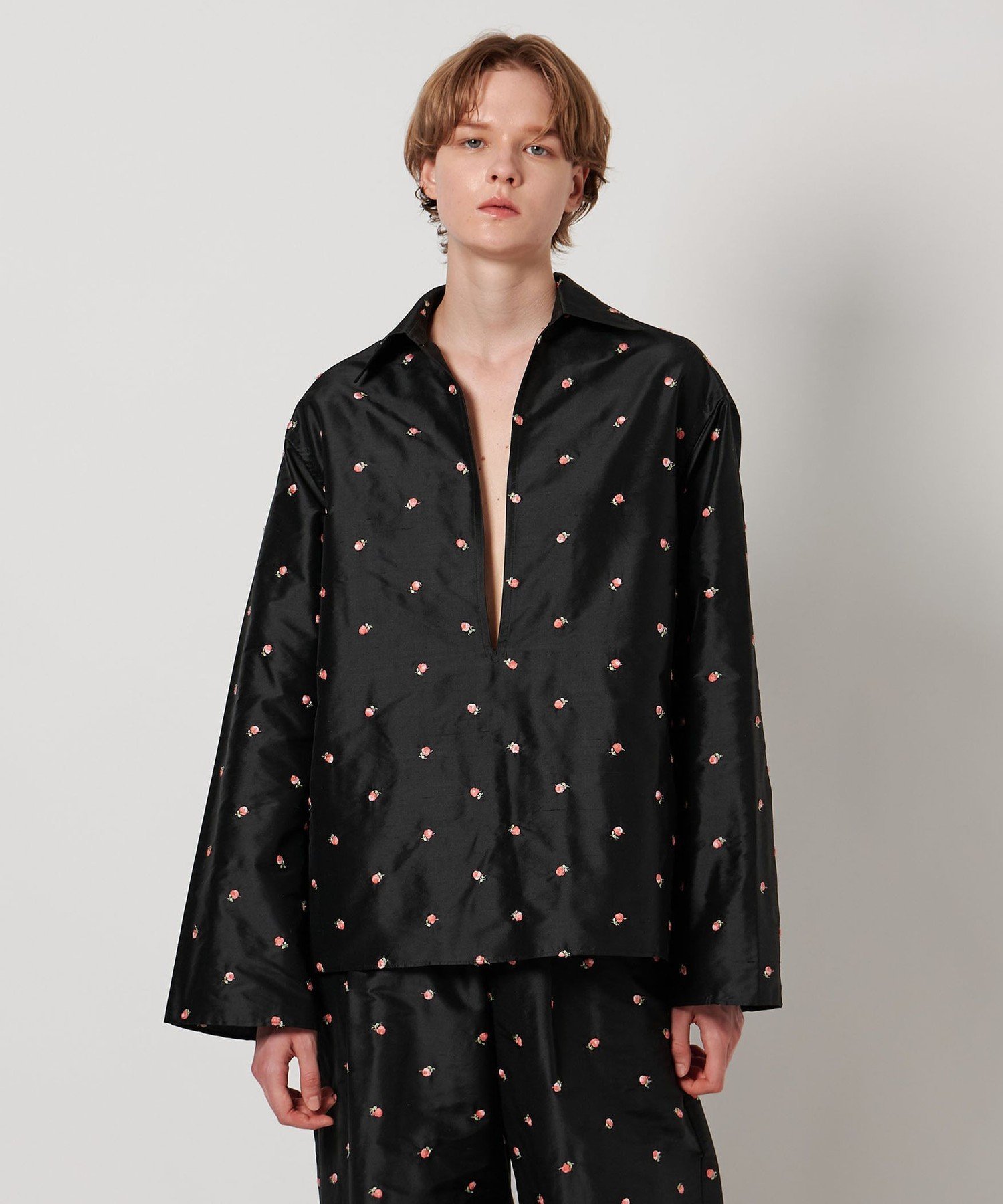 ＜LOEFF＞ローズ タフタ スキッパー シャツ ユナイテッドアローズ アウトレット トップス シャツ・ブラウス ブラック