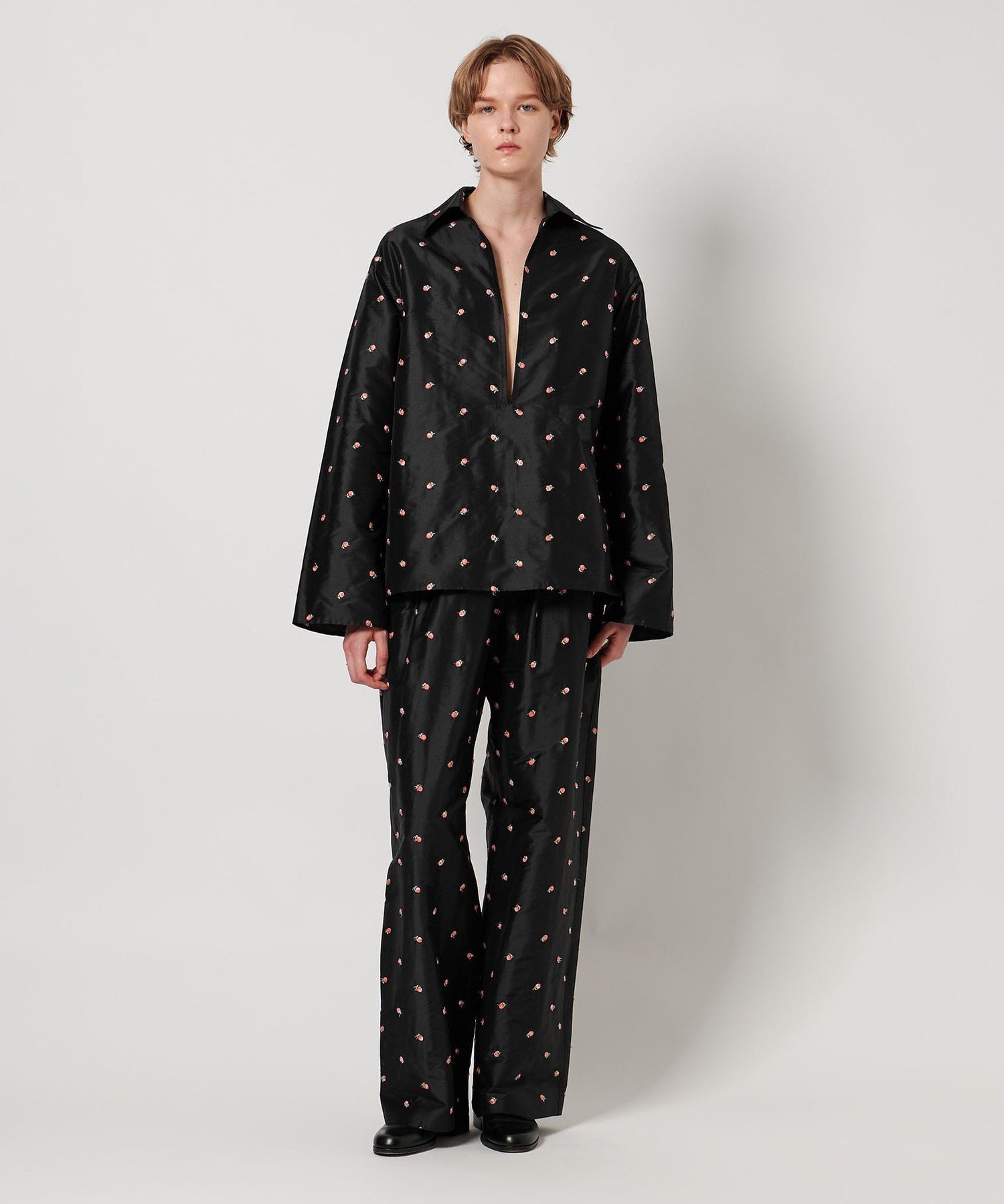 ＜LOEFF＞ローズ タフタ スキッパー シャツ ユナイテッドアローズ アウトレット トップス シャツ・ブラウス ブラック