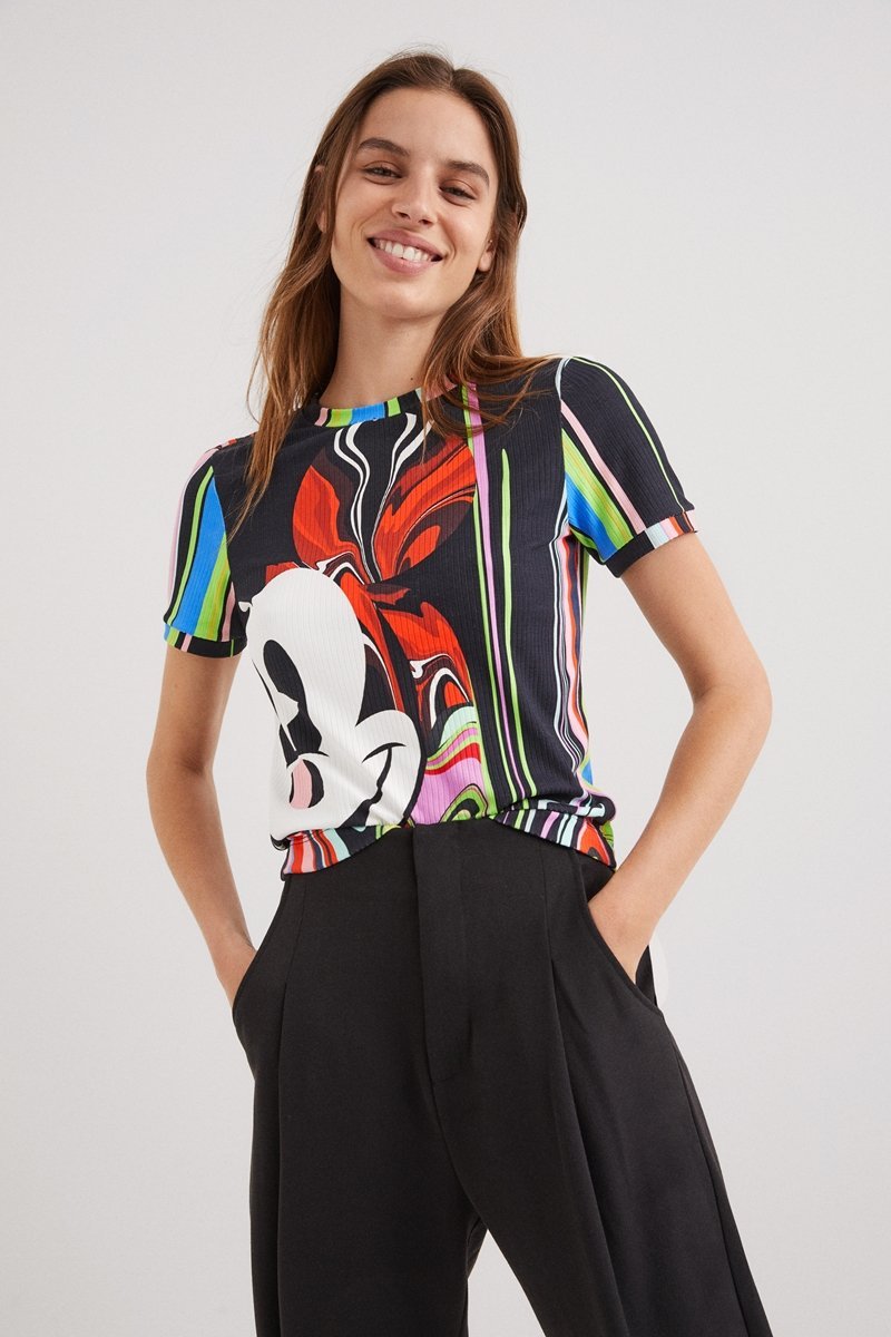 Desigual M. Christian Lacroix ミッキーマウスTシャツ デシグアル トップス カットソー・Tシャツ ブラック