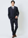 【SALE/48%OFF】TAKA-Q ウール混 レギュラーフィット 2ボタン3ピーススーツ シャドーストライプ紺 タカキュー スーツ・フォーマル セットアップ...
