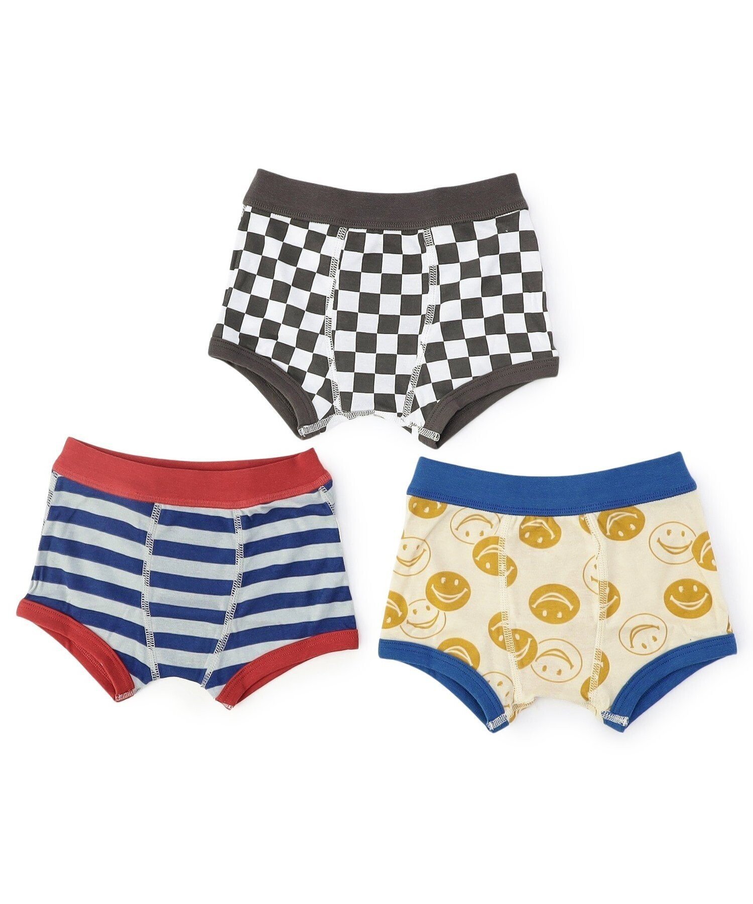 楽天Rakuten FashionAmpersand 3つセットパンツ 総柄 エフオーオンラインストア インナー・ルームウェア ボクサーパンツ・トランクス グレー ブルー