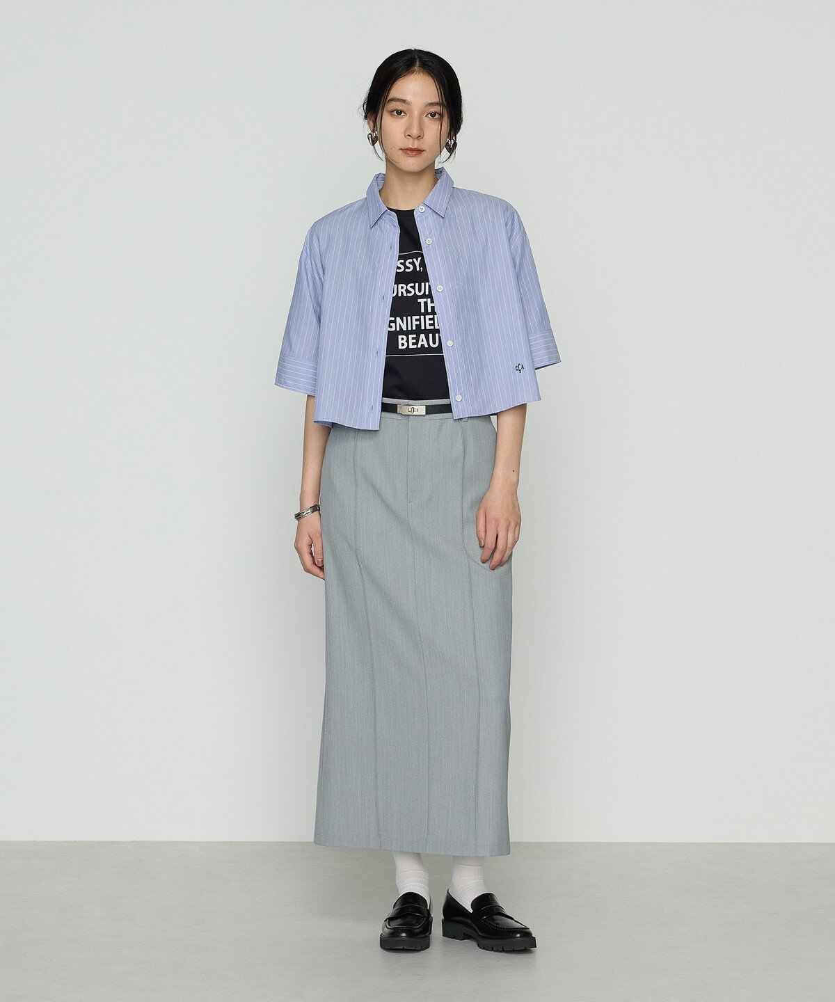 【SALE／30%OFF】COMME CA コットンキュプラストライプ/バルキーオックスフォード ...