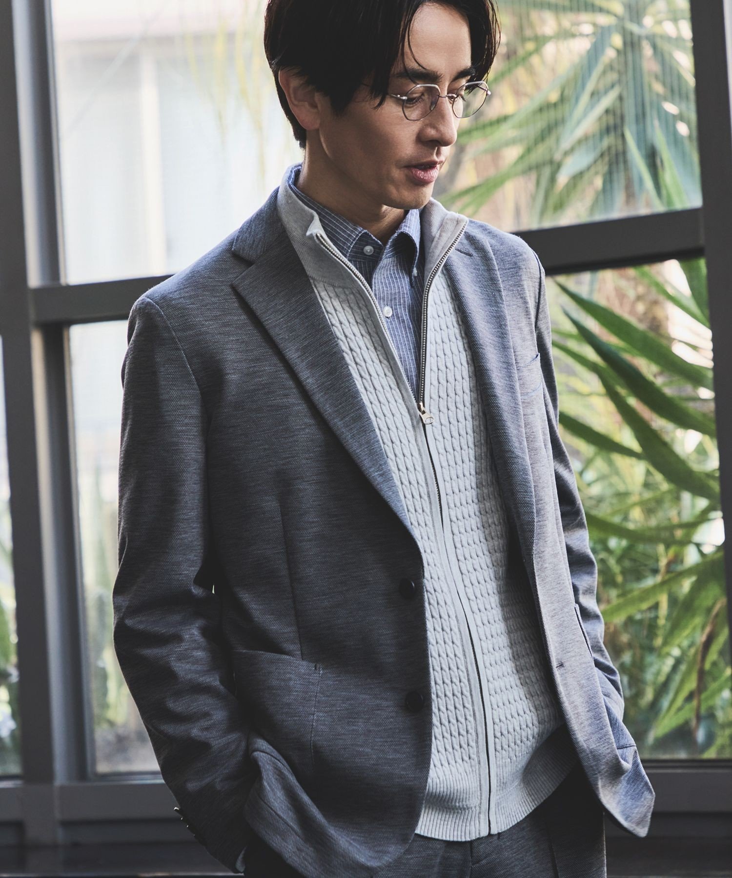 JUN STANDARD PICKS キャリーマンメランジストレッチジャケット/セットアップ対応 ジュン スタンダード ピックス ジャケット・アウター テーラードジャケット・ブレザー