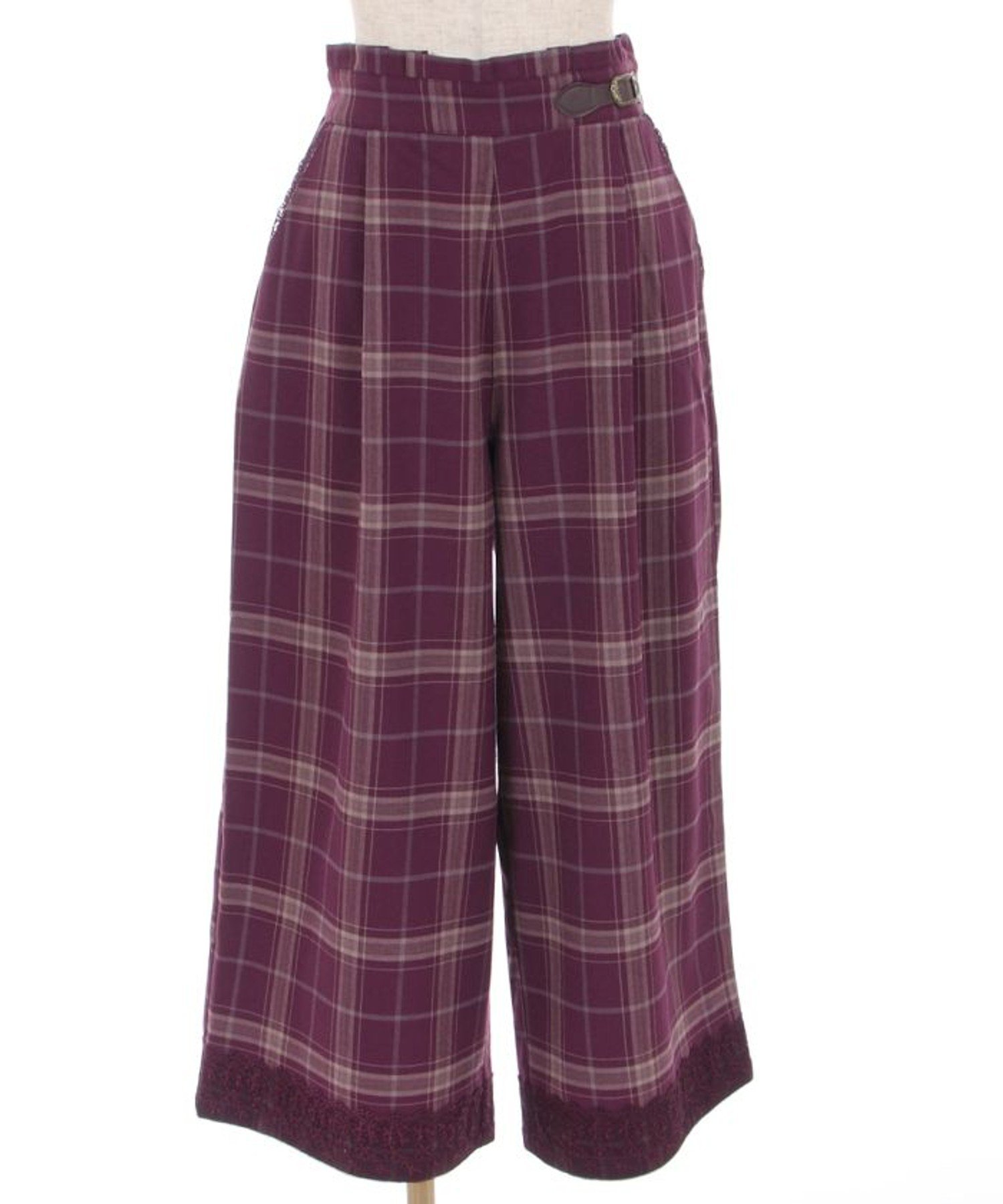【SALE／11%OFF】axes femme バックルチェックワイドパンツ アクシーズファム パンツ その他のパンツ レッド グレー ネイビー【送料無料】のサムネイル