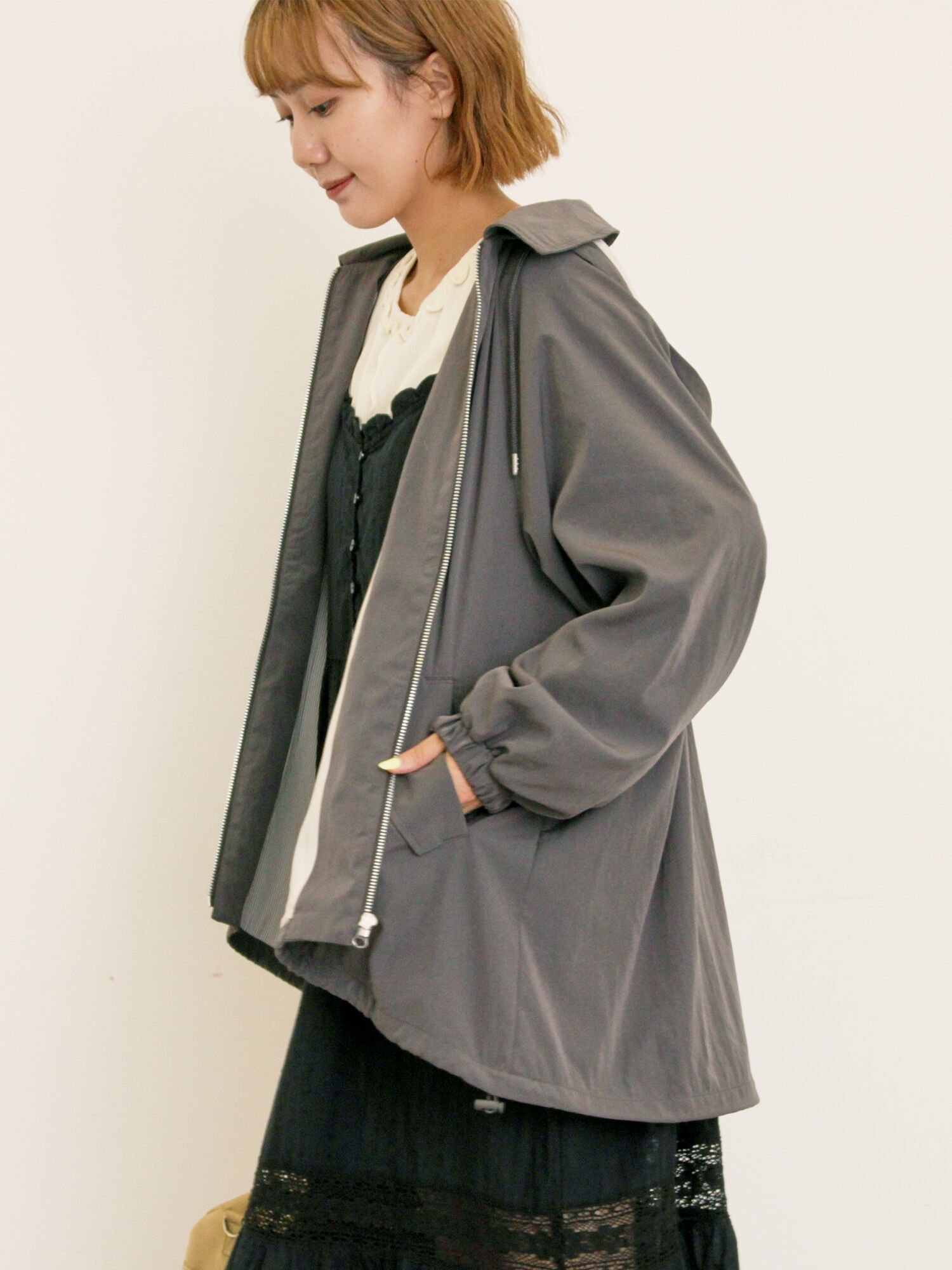 Samansa Mos2 襟付きマウンテンパーカー サマンサモスモス ジャケット・アウター ブルゾン・ジャンパー カーキグリーン グレー ベージュ ブラウン【送料無料】のサムネイル