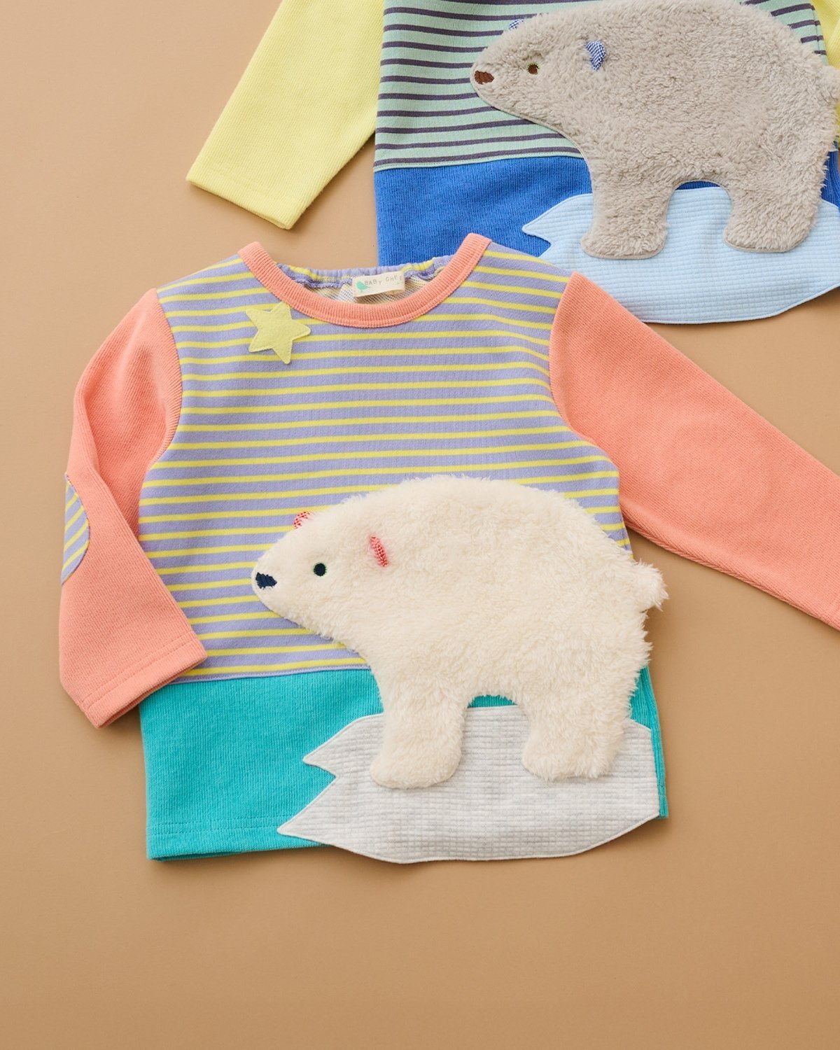 baby cheer シロクマトレーナー ナルミヤオンライン トップス スウェット・トレーナー グレー ベージュ【送料無料】