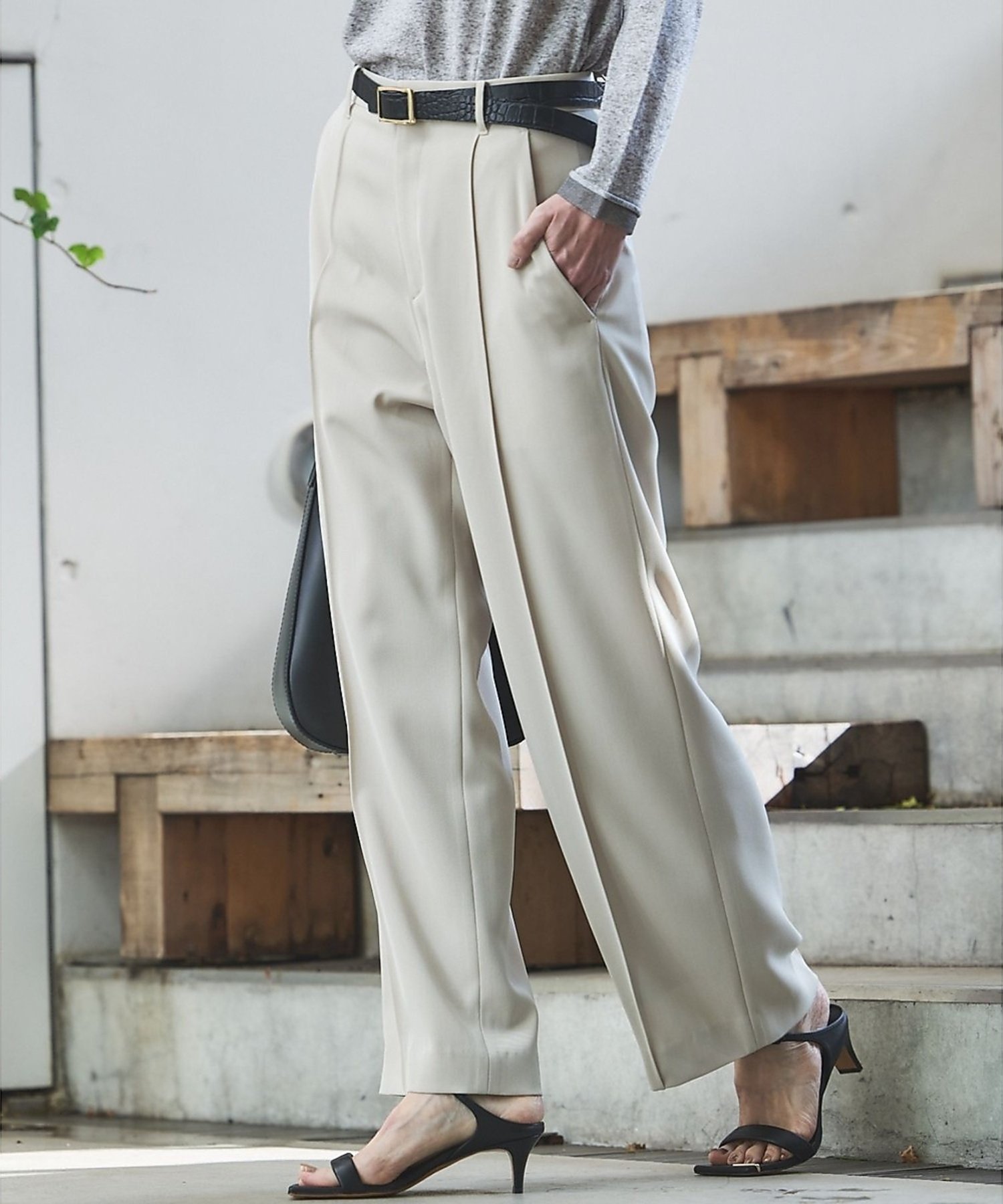 qualite 【セットアップ対応】ドライカルゼフルイドパンツ カリテ パンツ スラックス・ドレスパンツ グレー ベージュ