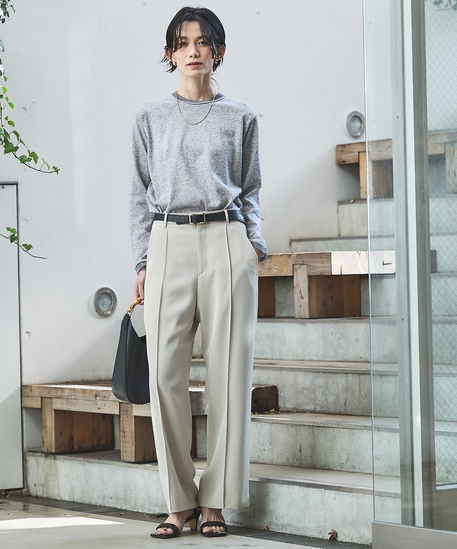 qualite 【セットアップ対応】ドライカルゼフルイドパンツ カリテ パンツ スラックス・ドレスパンツ グレー ベージュ