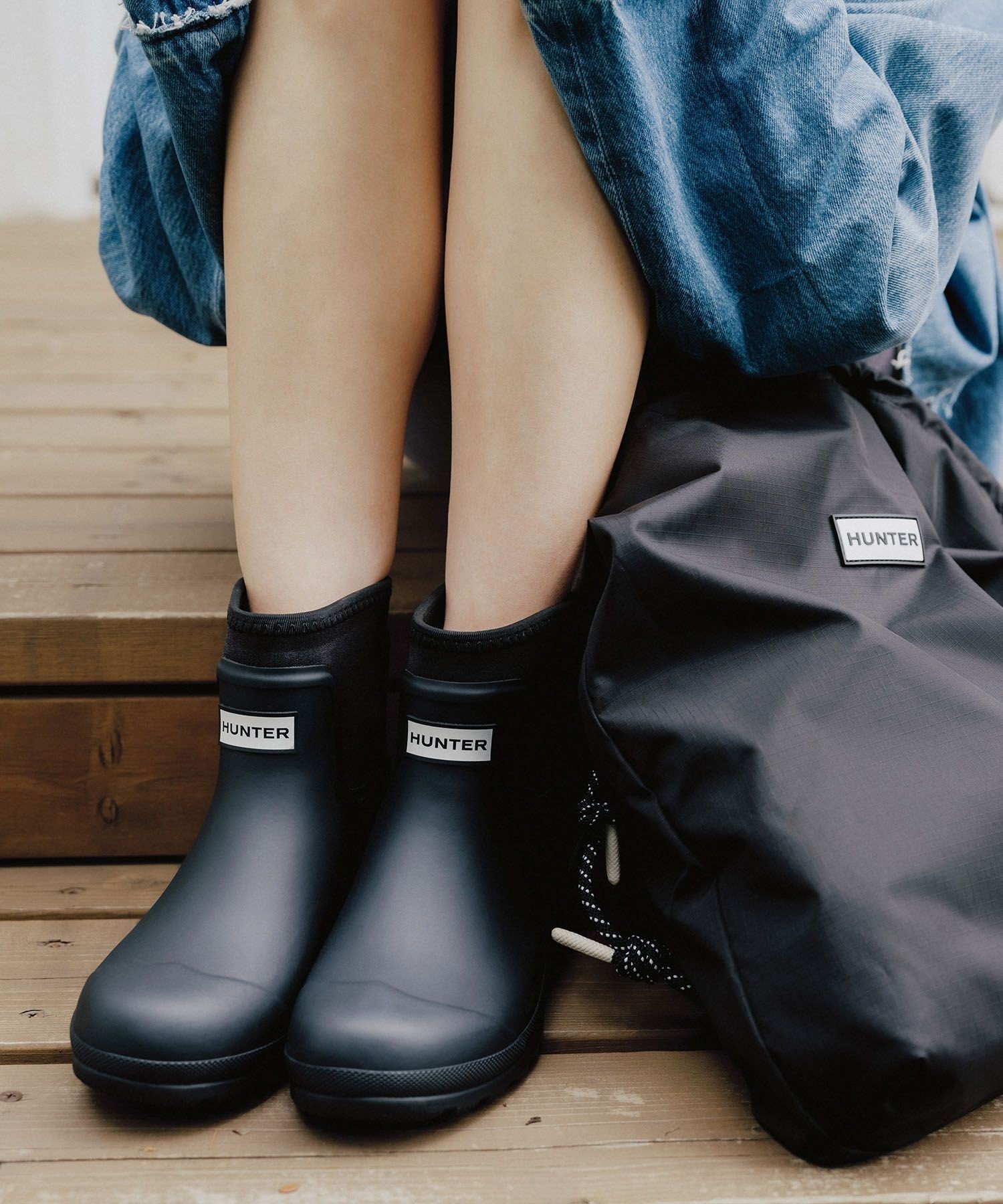 ADAM ET ROPE FEMME 【HUNTER for ADAM ET ROPE】 別注 ORIGINAL NEOPRENE CHELSEA BOOT アダムエロペ シューズ・靴 レインシューズ・ブーツ ブラック【送料無料】