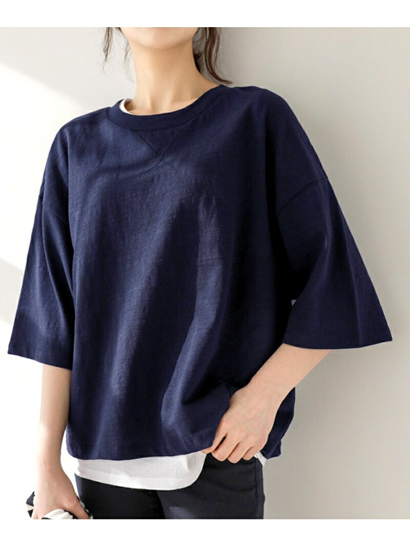 【SALE／23%OFF】Amulet 5分丈トップス Tシャツ アミュレット トップス カットソー・Tシャツ ネイビー ブラック ホワイト イエローのサムネイル