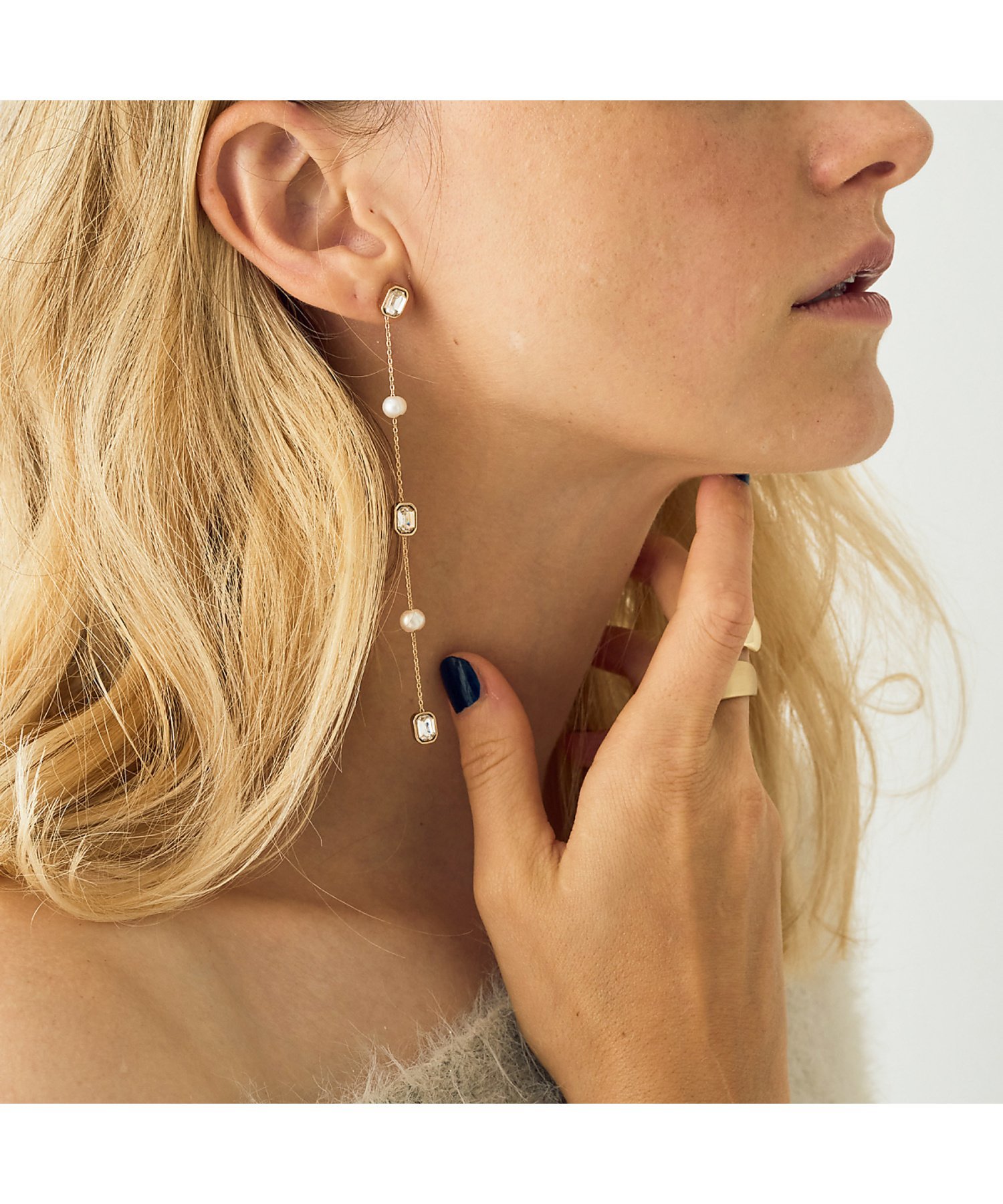 Rouge vif la cle 【Ettika/エティカ】パール&クリスタルチェーンピアス ルージュ・ヴィフ ラクレ アクセサリー・腕時計 ピアス ゴールド【送料無料】