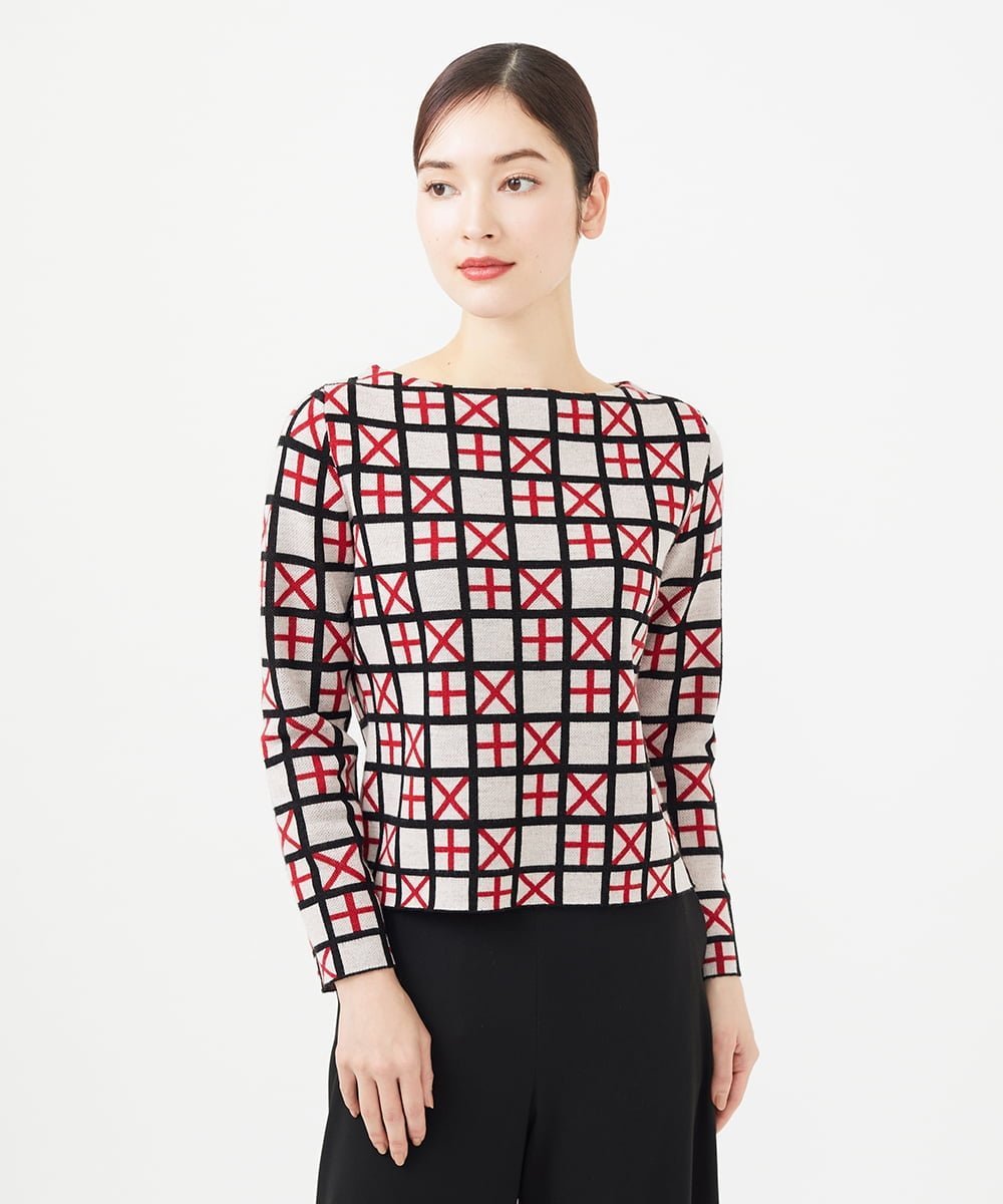 Sybilla 【TILE】タイルモチーフボートネックプルオーバー シビラ トップス ニット【送料無料】