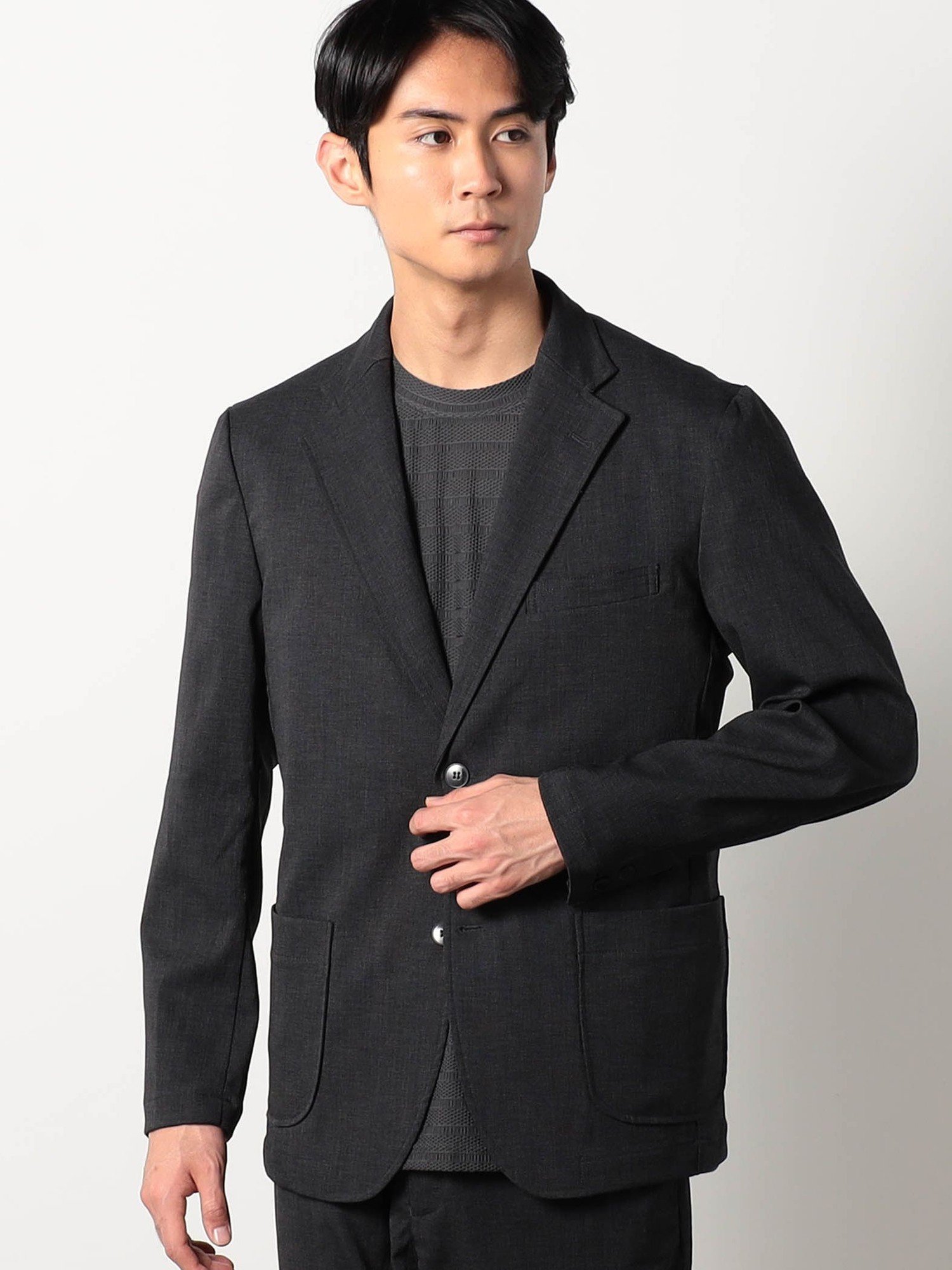 【SALE／30%OFF】Grand PARK NICOLE リネンライクポリエステルジャケット ニコル ジャケット・アウター テーラードジャケット・ブレザー グレー ネイビー【送料無料】