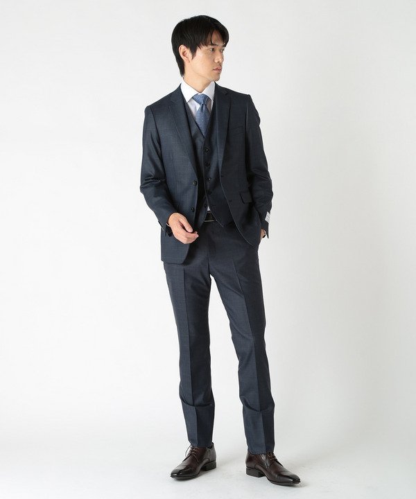 【SALE／30%OFF】CROWDED CLOSET ウールブレンドメランジチェックスーツ メンズ ビギ ジャケット・アウター マウンテンパーカー グレー ネイビー【送料無料】
