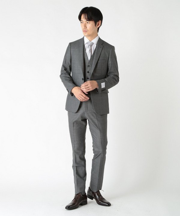 【SALE／30%OFF】CROWDED CLOSET ウールブレンドメランジチェックスーツ メンズ ビギ ジャケット・アウター マウンテンパーカー グレー ネイビー【送料無料】