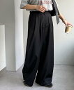 Discoat 【ユニセックス】アジャストベルト付きタックワイドパンツ ディスコート パンツ その他のパンツ ブラウン ブラック【送料無料】