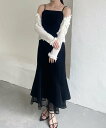 【SALE/48%OFF】JUNOAH シアードッキングマーメイドキャミワンピース ジュノア ワンピース・ドレス ワンピース グレー ホワイト ブラック【送料無料】