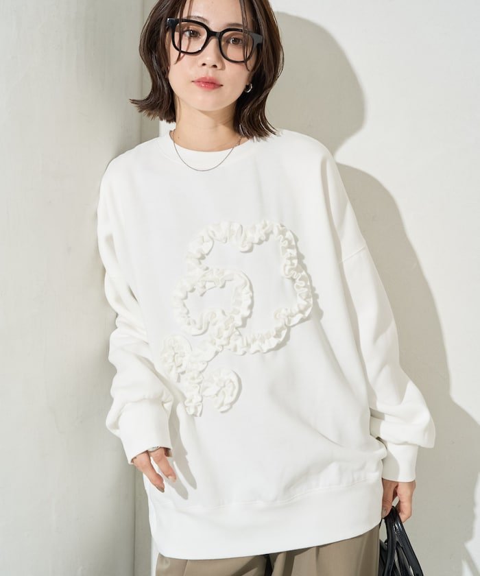 FREAK'S STORE 花 フリル 刺繍 裏起毛 スウェット【限定展開】 25AW フリークスストア トップス スウェ..