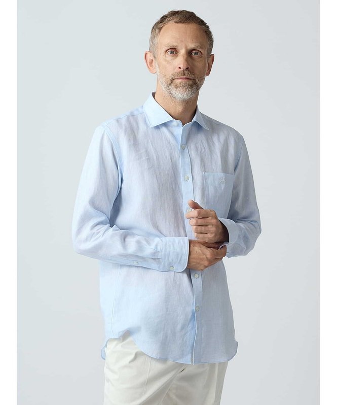 Aquascutum MEN Linen Shambray Shirt アクアスキュータム トップス シャツ・ブラウス パープル【送料無料】