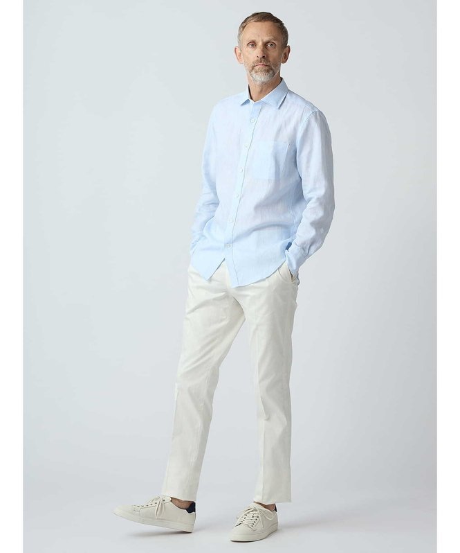 Aquascutum MEN Linen Shambray Shirt アクアスキュータム トップス シャツ・ブラウス パープル【送料無料】
