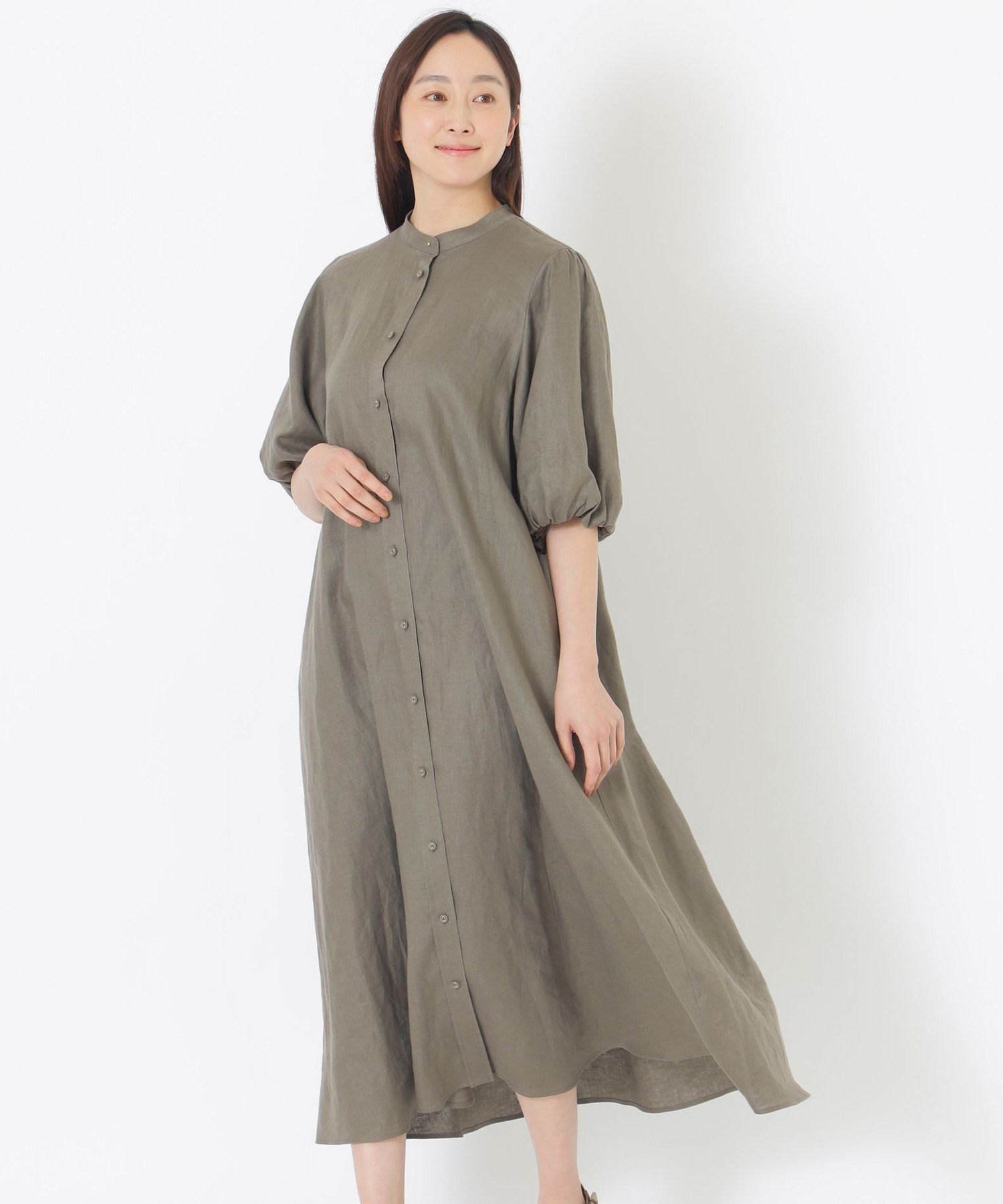 S.ESSENTIALS リネンワンピース エス エッセンシャルズ ワンピース・ドレス ワンピース イエロー ブラック ブラウン