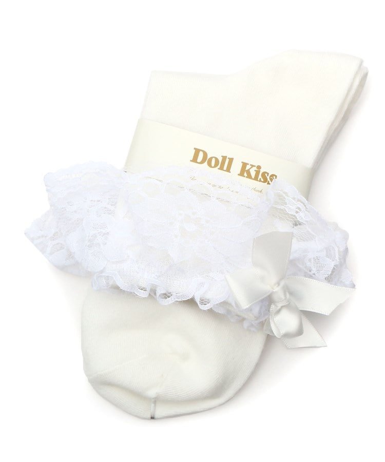 Doll Kiss レース*リボン付きクルーソックス 靴下 エスペランサ 靴下・レッグウェア 靴下 ホワイト ワインレッド ブラック