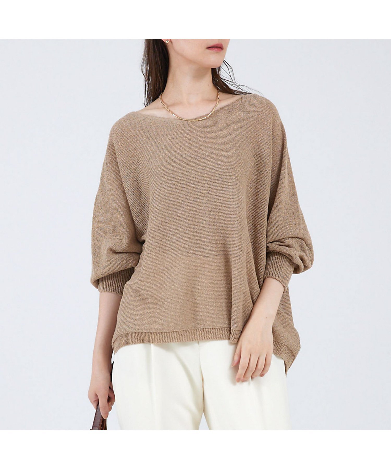 qualite 【大人気アイテム入荷】camifineニットプルオーバー カリテ トップス ニット グレー ピンク ベージュ ブルー