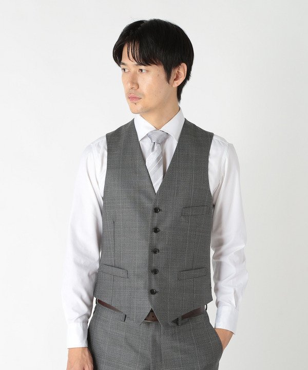 【SALE／30%OFF】CROWDED CLOSET ウールブレンドメランジチェックベスト メンズ ビギ ジャケット・アウター マウンテンパーカー グレー ネイビー【送料無料】