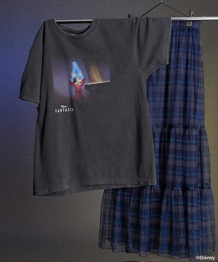 【SALE／10%OFF】FREAK'S STORE 【DISNEY FANTASIA】 ボックスカラーフロントプリントTシャツ/ディズニー/ファンタジア/ミッキーマウス 25SS フリークスストア トップス カットソー・Tシャツ ブラック ホワイト【送料無料】
