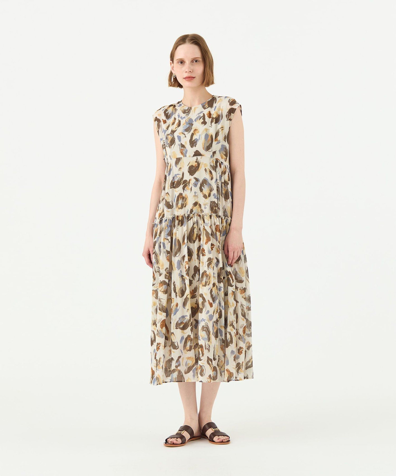 【SALE／40%OFF】Ballsey ドロップシェルプリント ティアードワンピース トゥモローランド ワンピース・ドレス ワンピース ベージュ【送料無料】