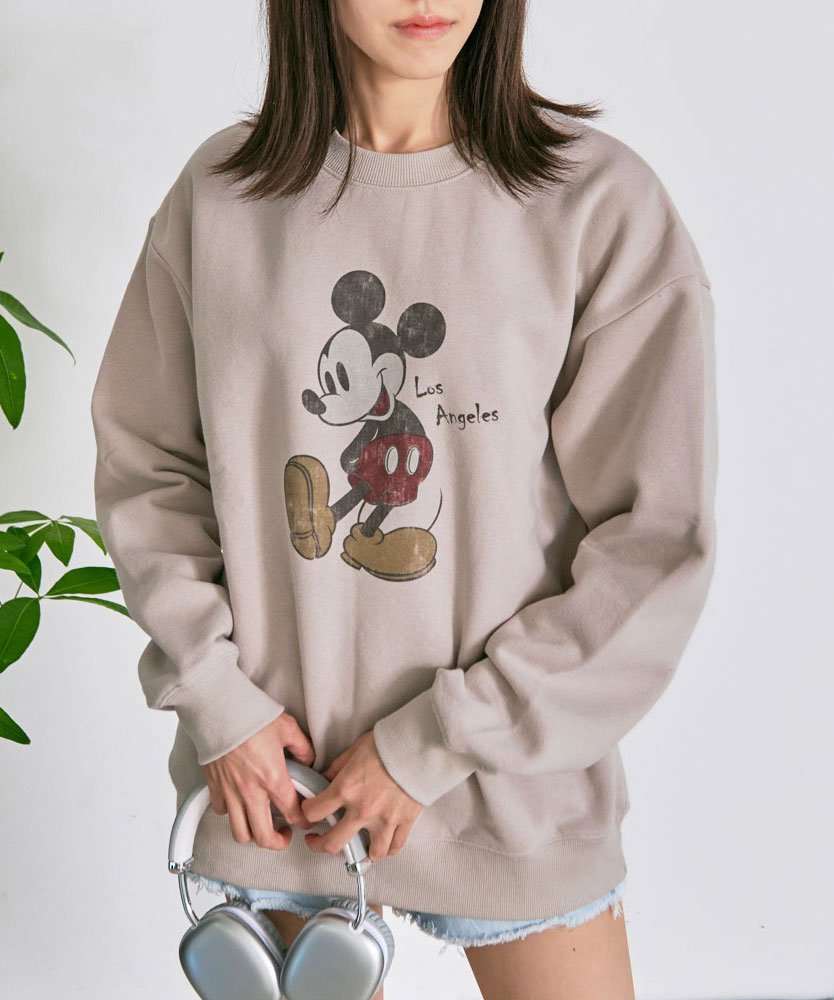 SB select DISNEY ミッキーマウス USED風スウェット トレーナー シルバーバレット トップス スウェット・トレーナー グレー ブラック【送料無料】のサムネイル