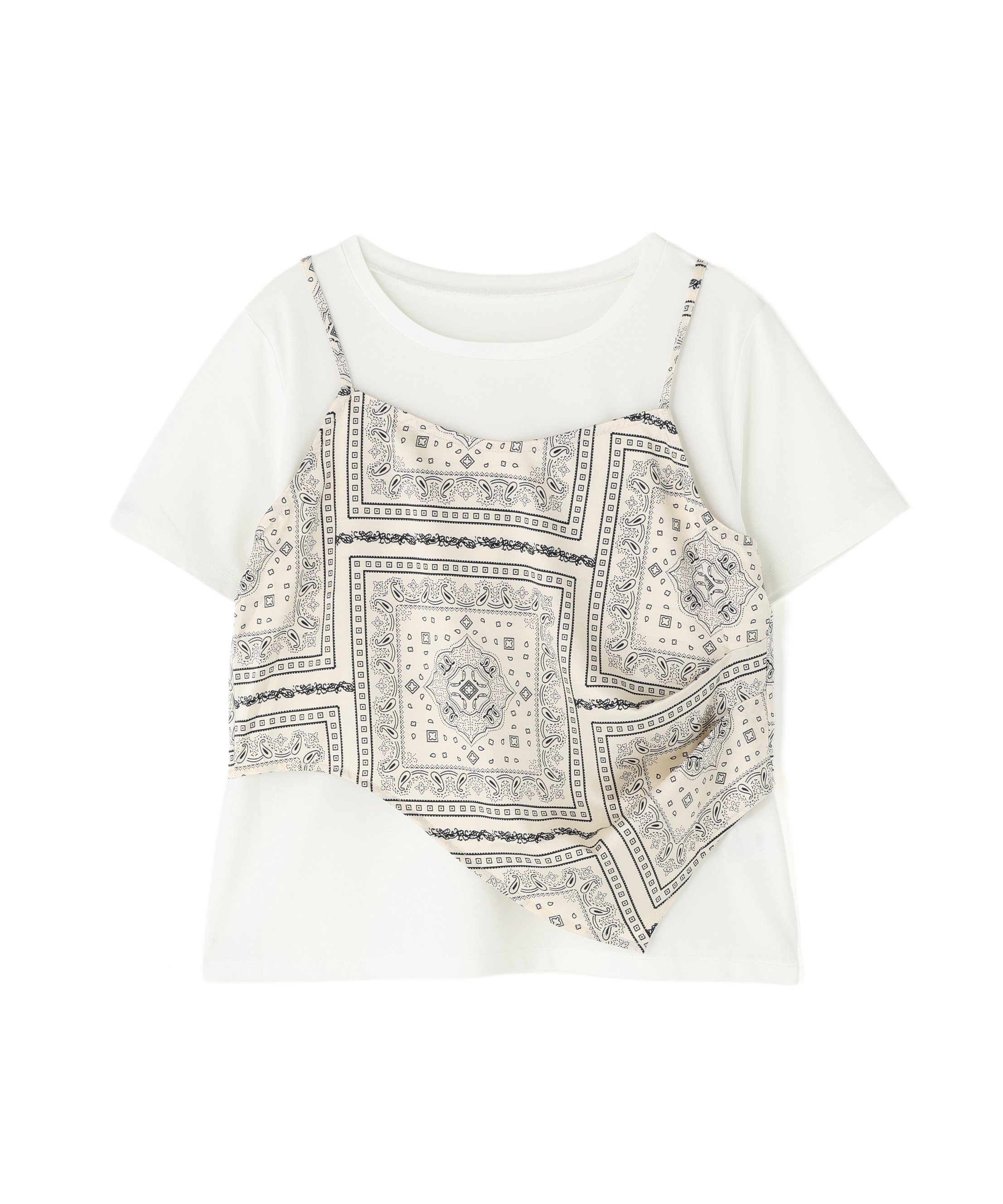 PROPORTION BODY DRESSING 《EDIT COLOGNE》ビスチェ付きカットソー 26SS プロポーションボディドレッシング トップス カットソー・Tシャツ ベージュ グリーン