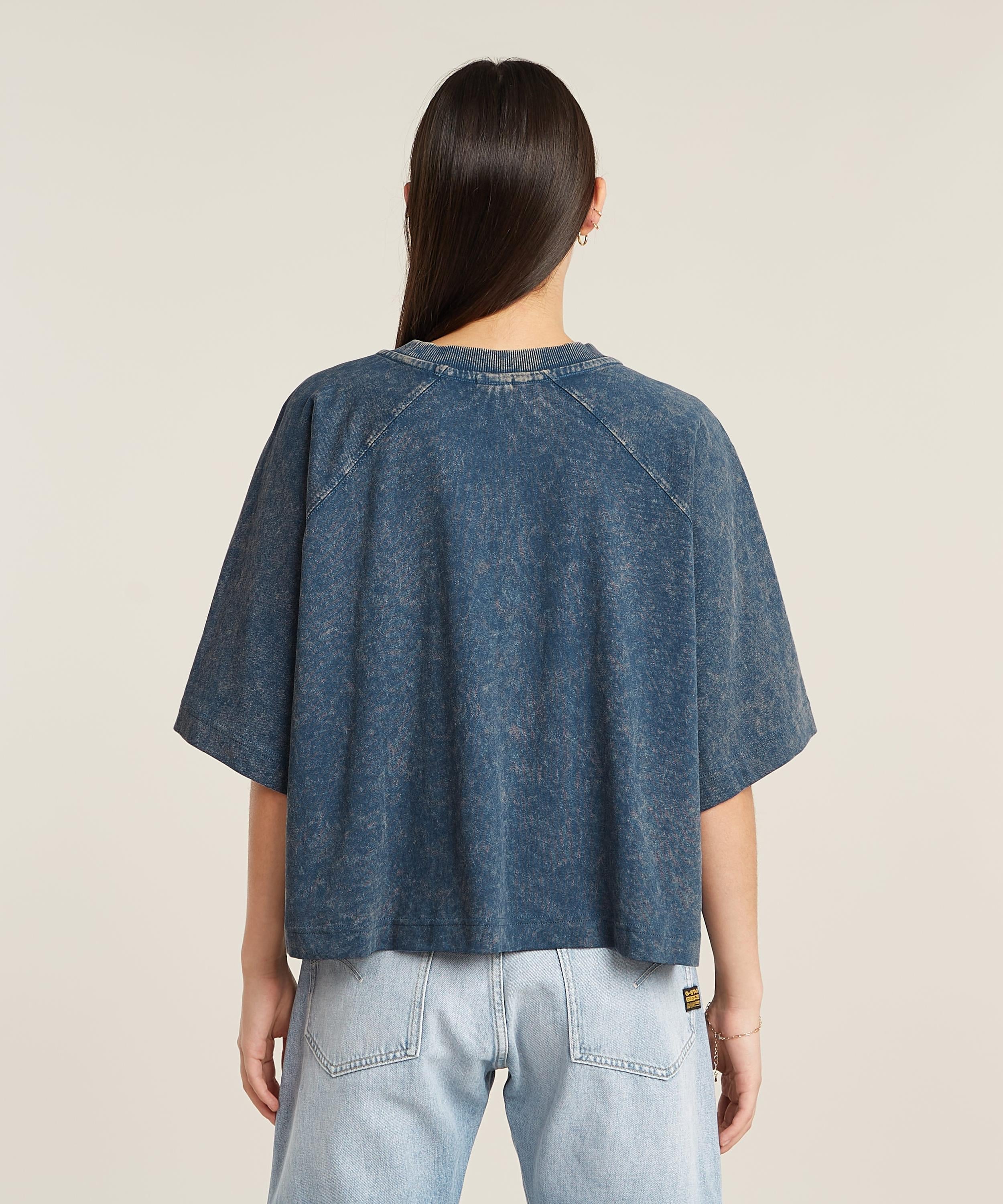 【公式ショップ】WASHED MULTI LOGO OVERSIZED T-SHIRT/ヴィンテージライクオーバーダイオーバーサイズマルチロゴTシャツ ジースターロゥ トップス カットソー・Tシャツ ブルー