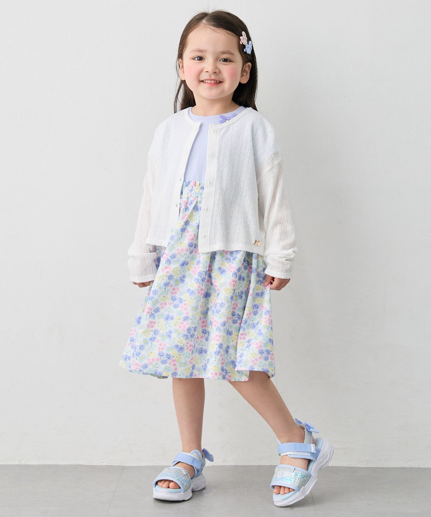 【SALE／20%OFF】ANY KIDS 【綿100%】ひんやり パターンメッシュ カーディガン エ...