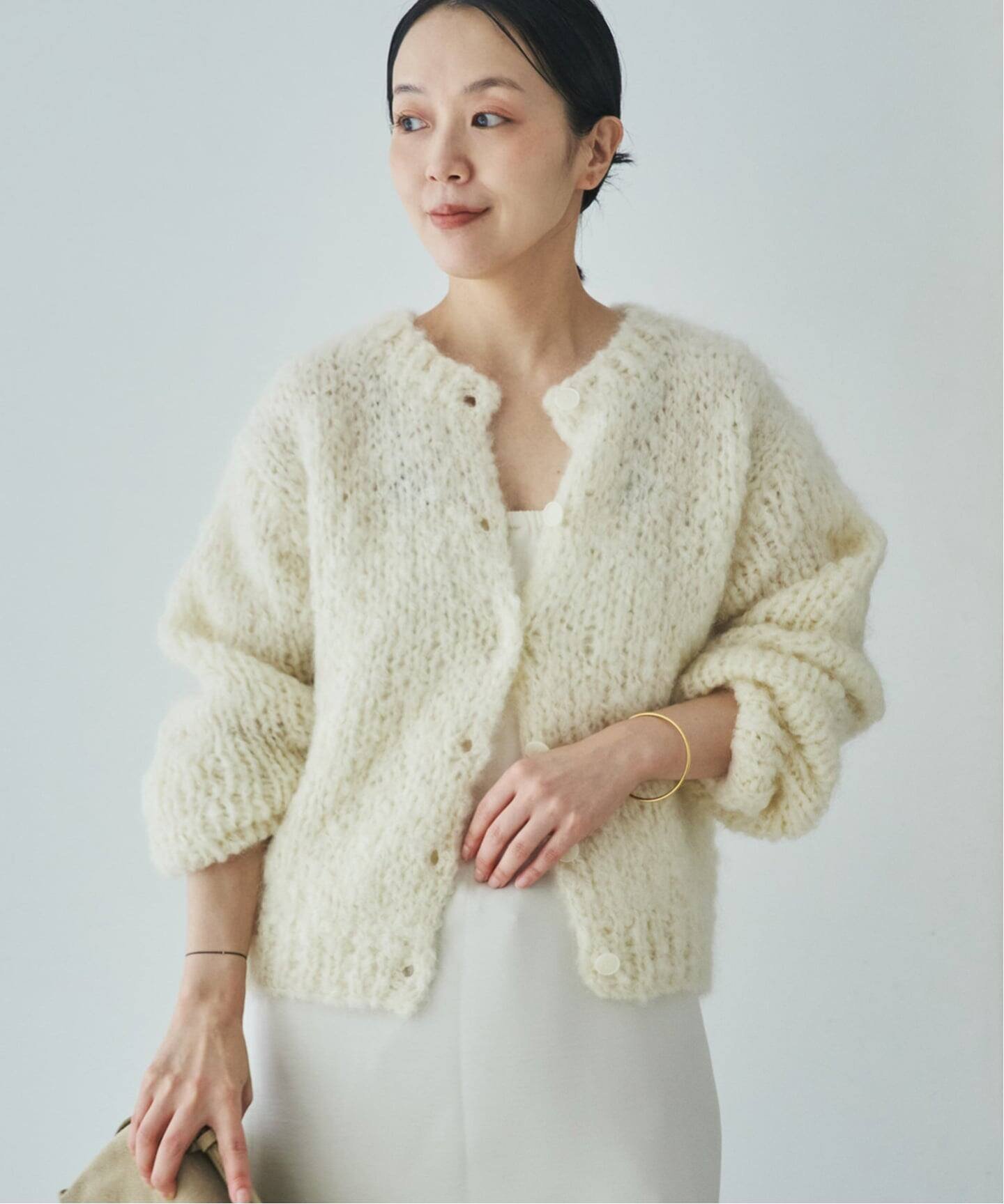 plage 《予約》HAND KNIT ジャンボタム カーディガン プラージュ トップス カーディガン ベージュ ブルー【送料無料】