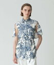 【SALE/50%OFF】allureville リーフプリントスリットスリーブブラウス アルアバイル トップス その他のトップス ピンク ホワイト【送料無料】