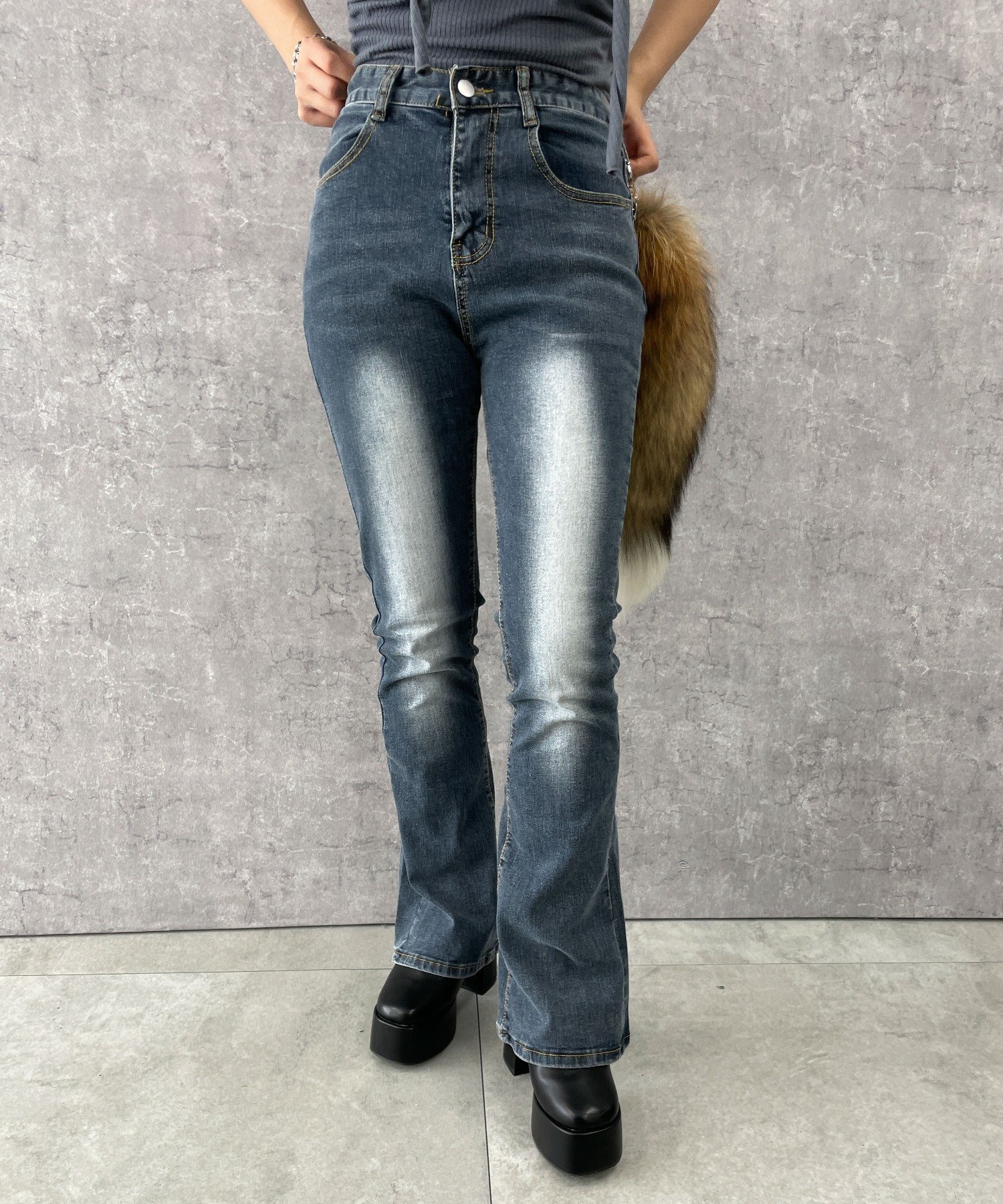 WEGO LADY'S ストレッチフレアデニムパンツ ウィゴー パンツ ジーンズ・デニムパンツ ブルー【送料無料】