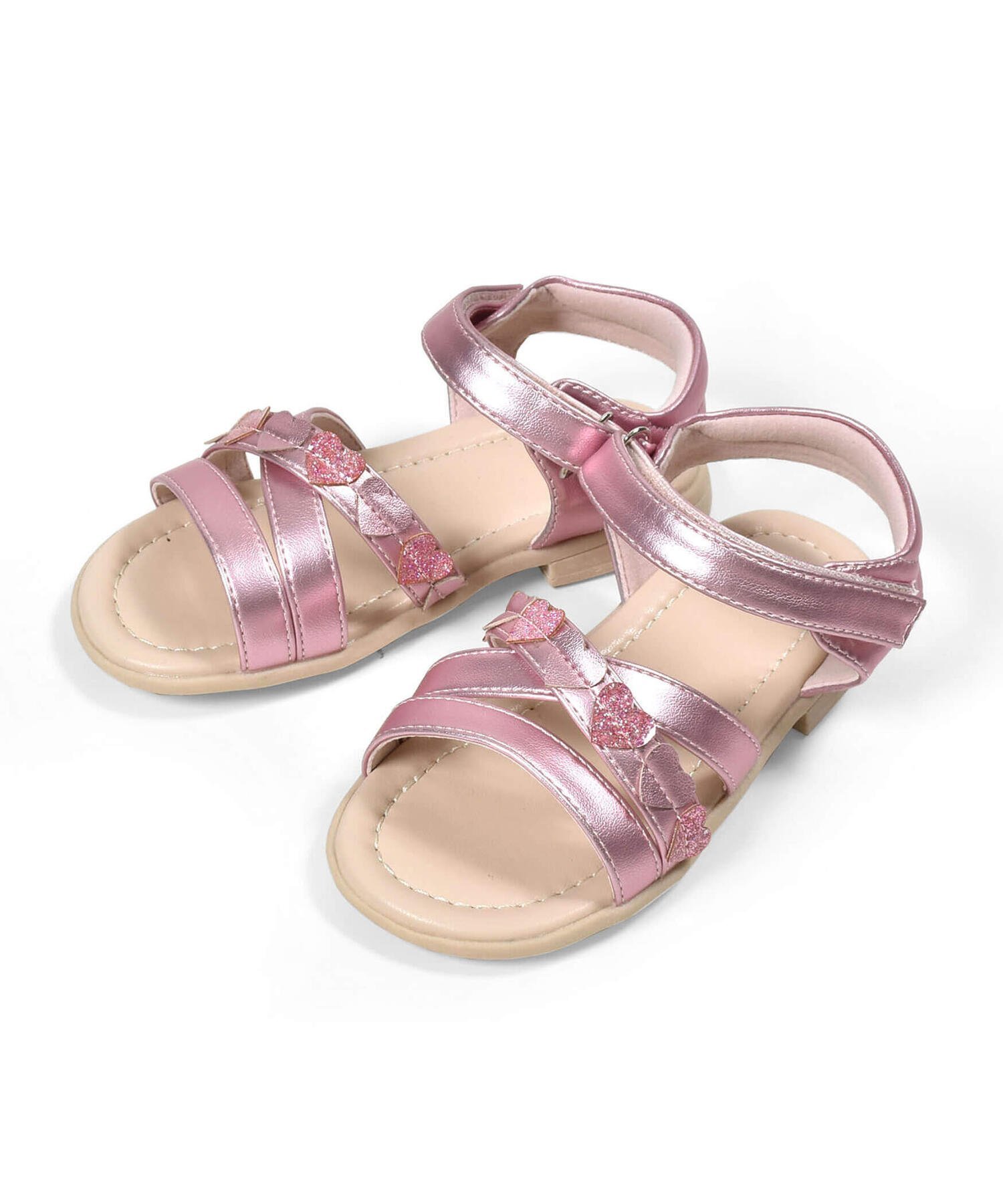 【SALE／30%OFF】SLAP SLIP キラキラハートクロスサンダル(14~18cm) ベベ オンライン ストア シューズ・靴 サンダル ピンク シルバーのサムネイル