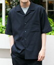 【SALE/60%OFF】URBAN RESEARCH ITEMS 『セットアップ対応』シアサッカースナップOPENカラー半袖シャツ アーバンリサーチアイテムズ トップス シャツ・ブラウス ネイビー ブラック ブラウン