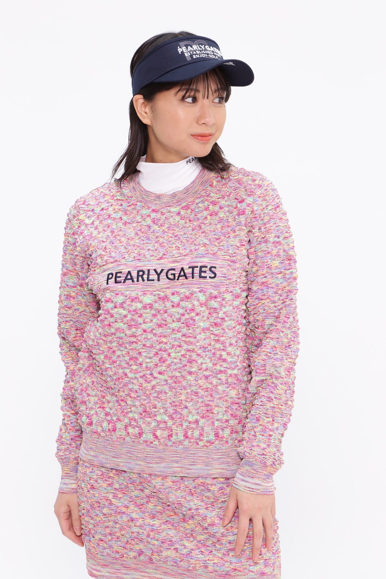 PEARLY GATES 凸凹編み クルーネックニットプルオーバー パーリーゲイツ トップス ニット グレー